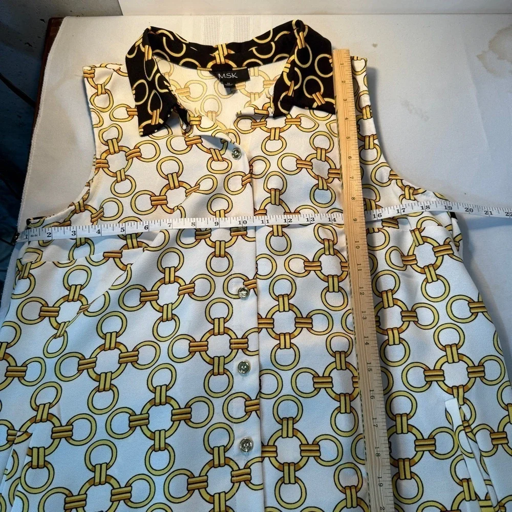 MSK Black Yellow Midi Dress old money classic grand millennial size medium vacay - Picture 6 of 8